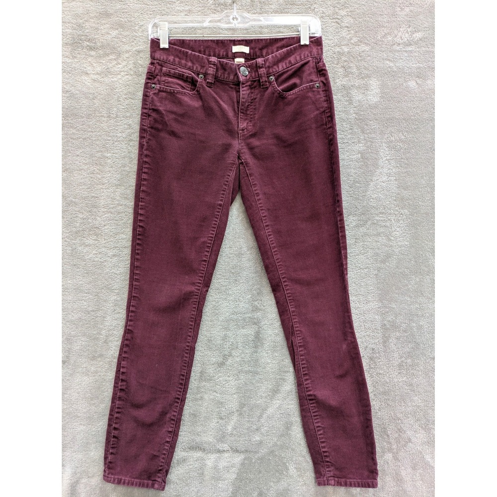 Dark Academia JCrew Corduroy‎ Pants Womens 24 Slim Leg Burgundy Maroon Stretch